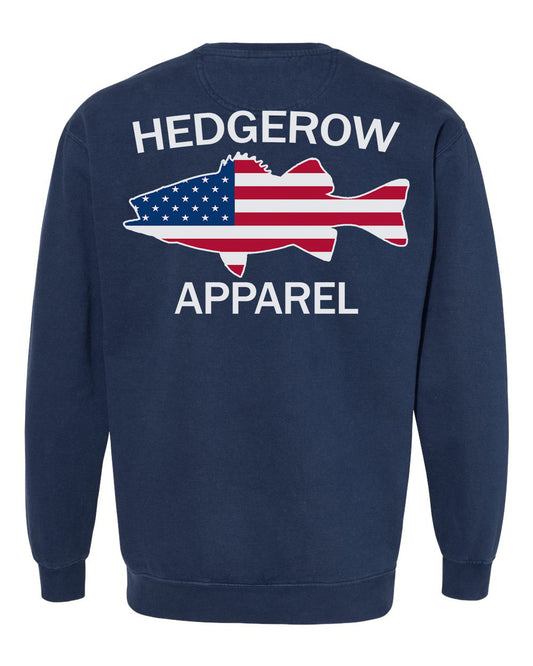 Hedgerow Apparel American crewneck for fishing, crafted with soft, durable fabric to keep you comfortable on the water all day long