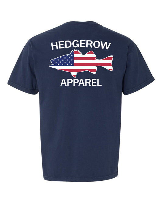 Patriotic fishing graphic t-shirt – featuring a bold design that combines fishing imagery with American flag elements, ideal for proud anglers and outdoor enthusiasts.