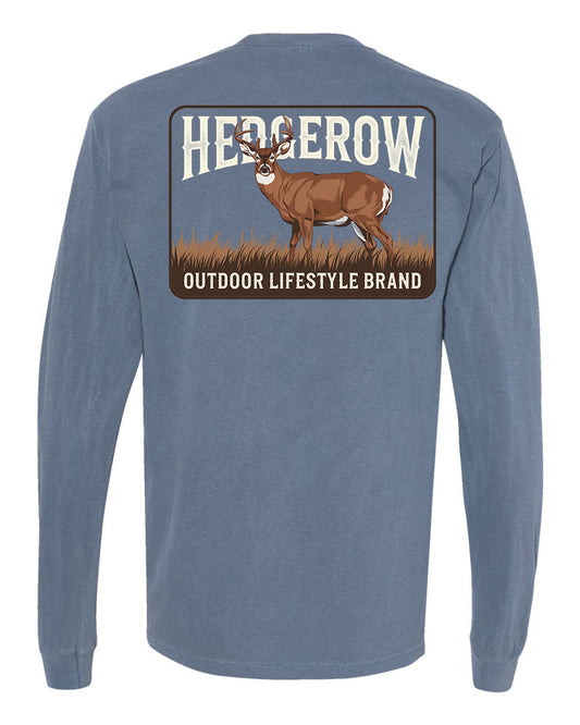 Hedgerow Apparel long sleeve tee for deer hunters, made with durable, breathable fabric for all-day comfort in the field or in the stand.