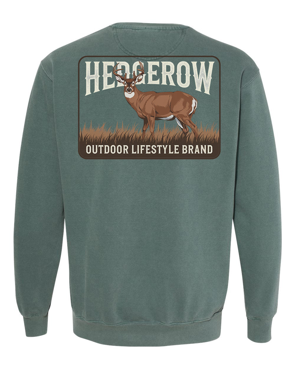 Hedgerow Apparel crewneck for deer hunters, designed for warmth and durability during cold weather hunts in the outdoors